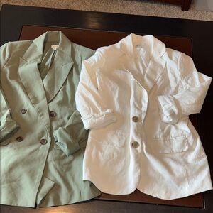 A new day Light Sage Linen Blazer & White Linen Blazer Duo